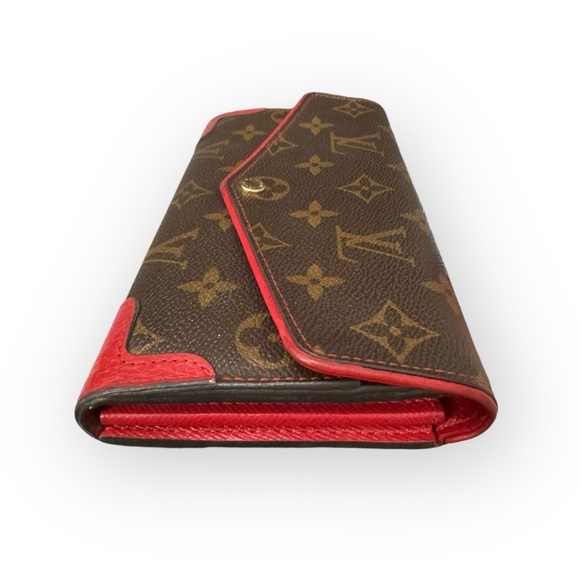 LOUIS VUITTON Monogram Portefeuille Sarah Retiro Long Bifold Wallet, Red - Picture 8 of 15